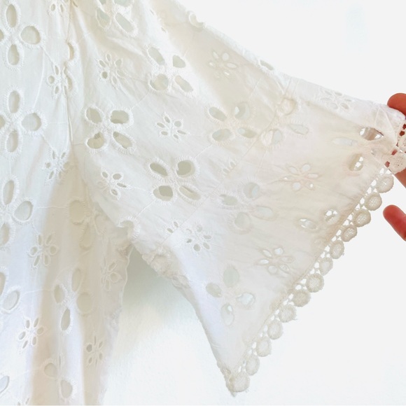 White eyelet lace cotton peplum top - Picture 4 of 9
